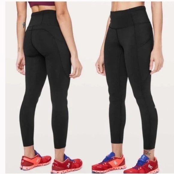 Lululemon Black Fast & Free 7/8 Tight II Nulux Athletic Leggings Non Reflective - Picture 1 of 12